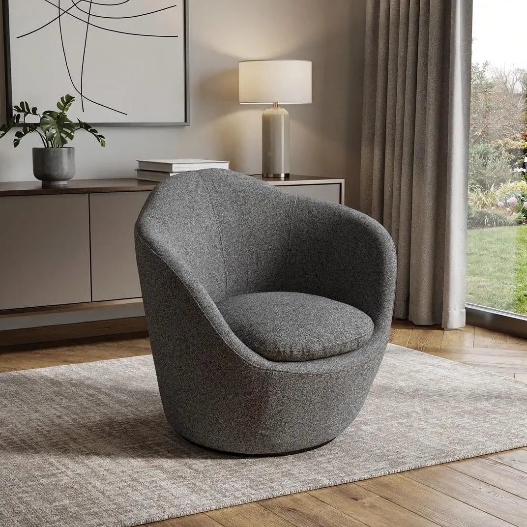 32" Gray Cotton Blend and Metal Lounge Chair Homeroots Living Room