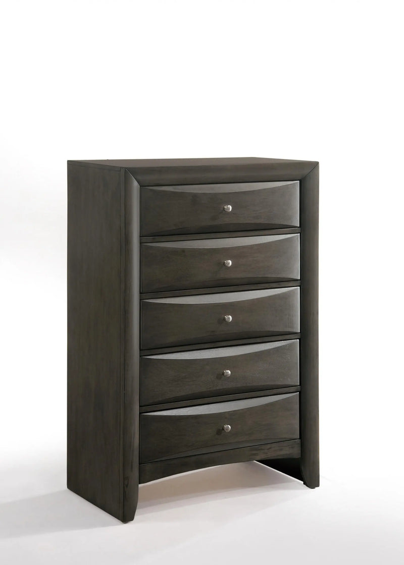 32" Gray Wood Five Drawer Dresser Homeroots Bed & Bath