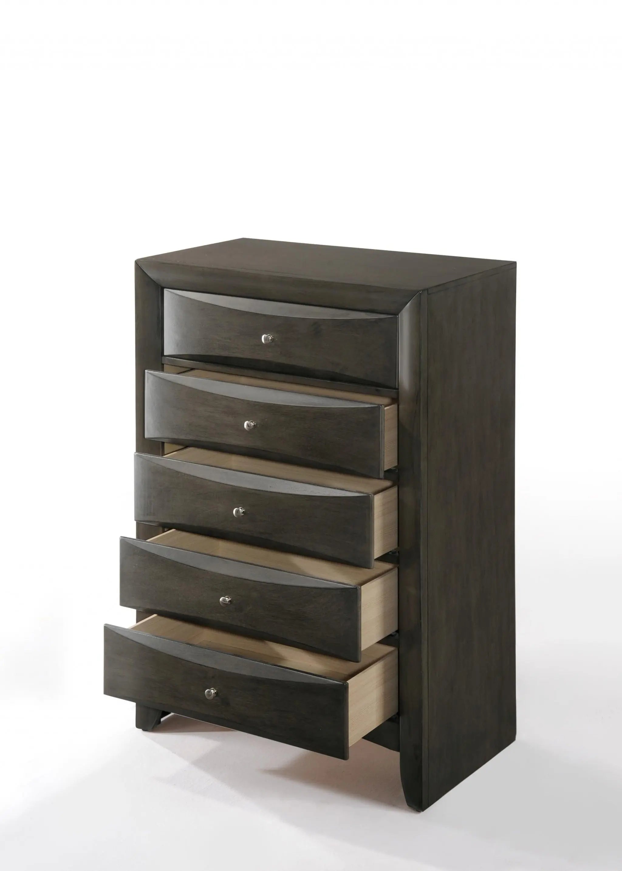 32" Gray Wood Five Drawer Dresser Homeroots Bed & Bath