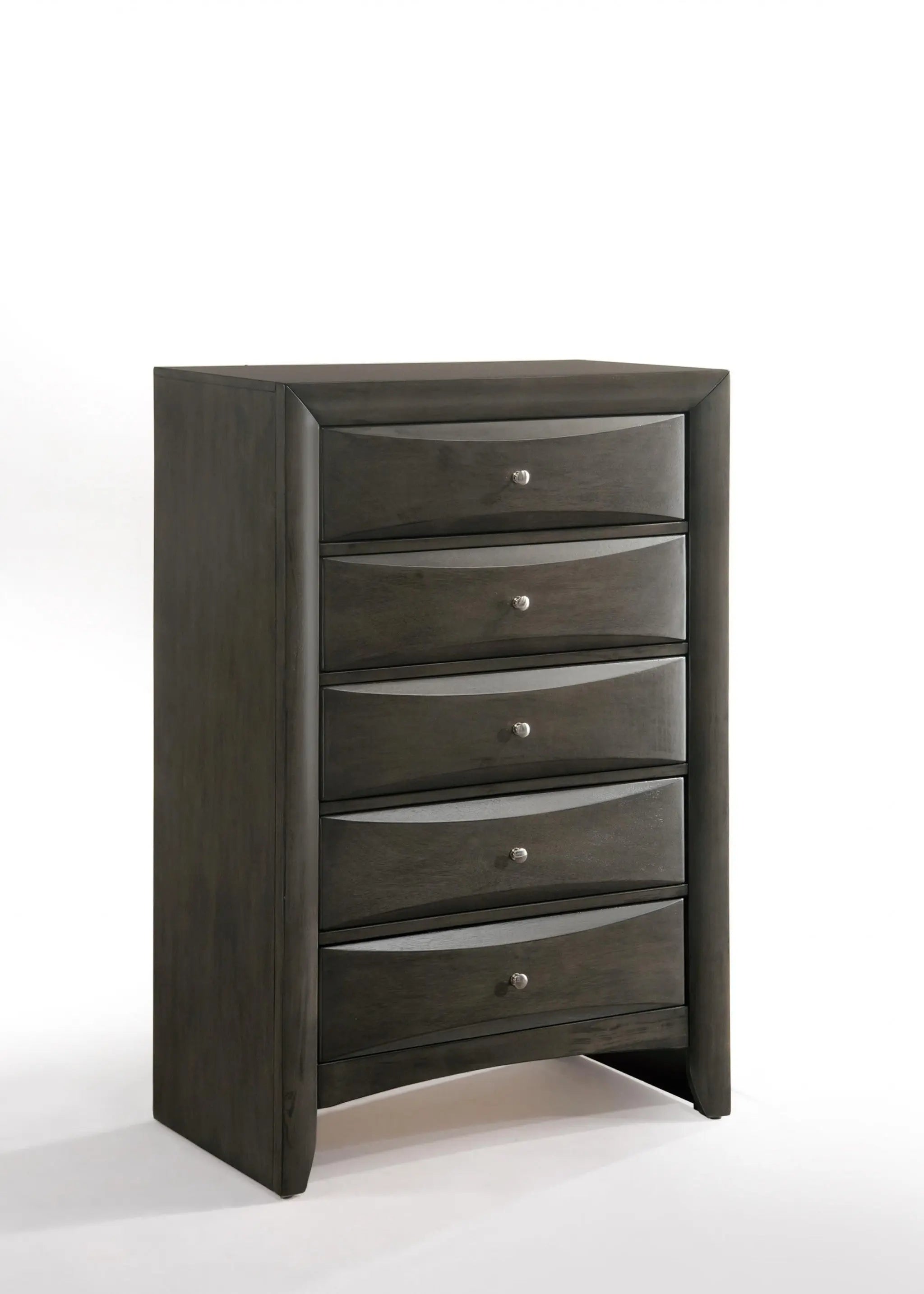 32" Gray Wood Five Drawer Dresser Homeroots Bed & Bath