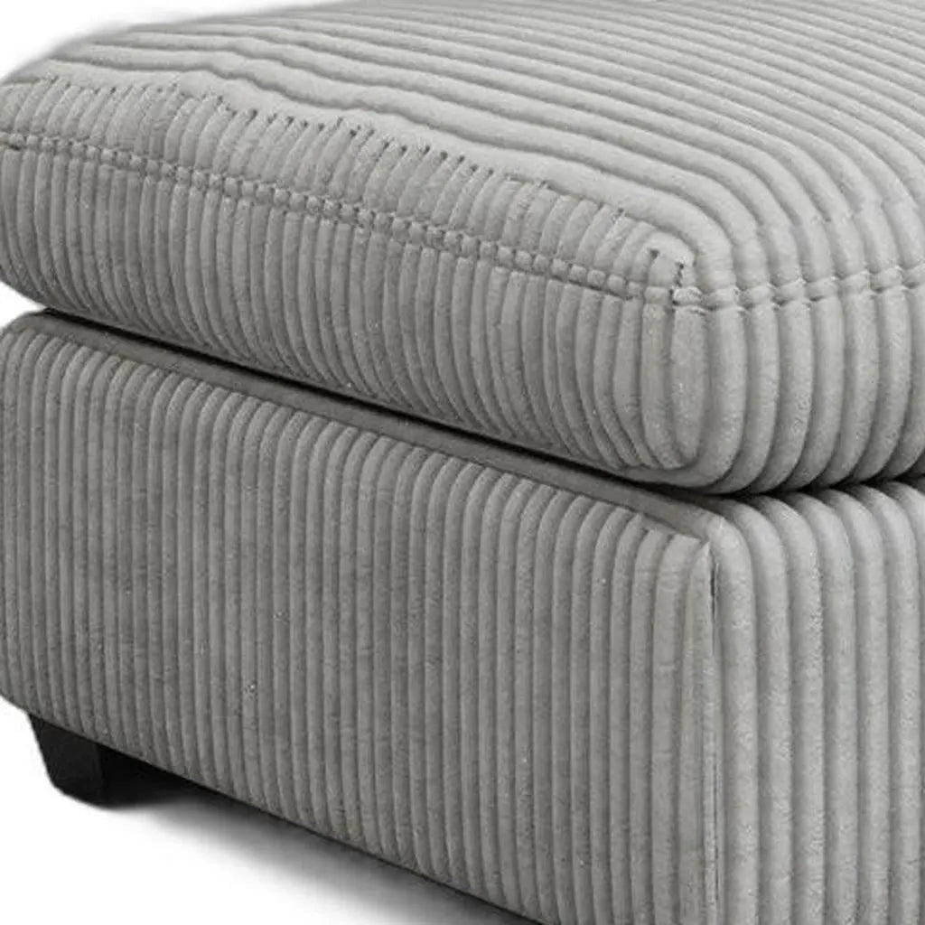 32" Gray and Black Corduroy Footstool Homeroots Living Room