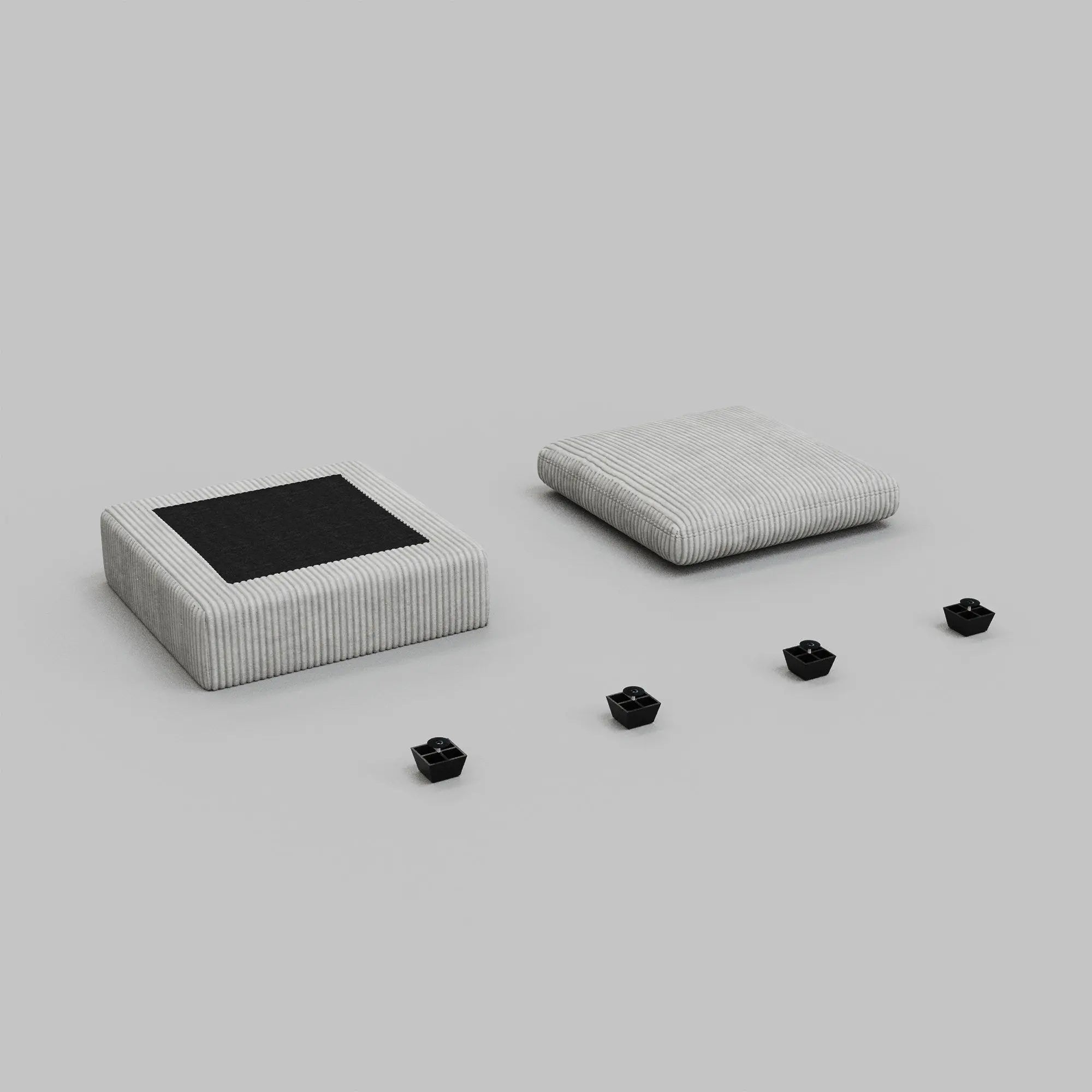 32" Gray and Black Corduroy Footstool Homeroots Living Room