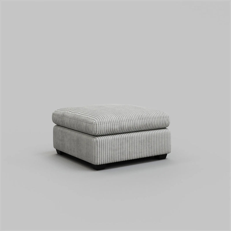 32" Gray and Black Corduroy Footstool Homeroots Living Room