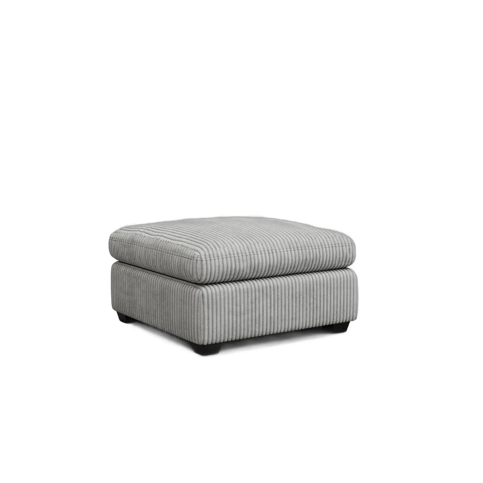32" Gray and Black Corduroy Footstool Homeroots Living Room
