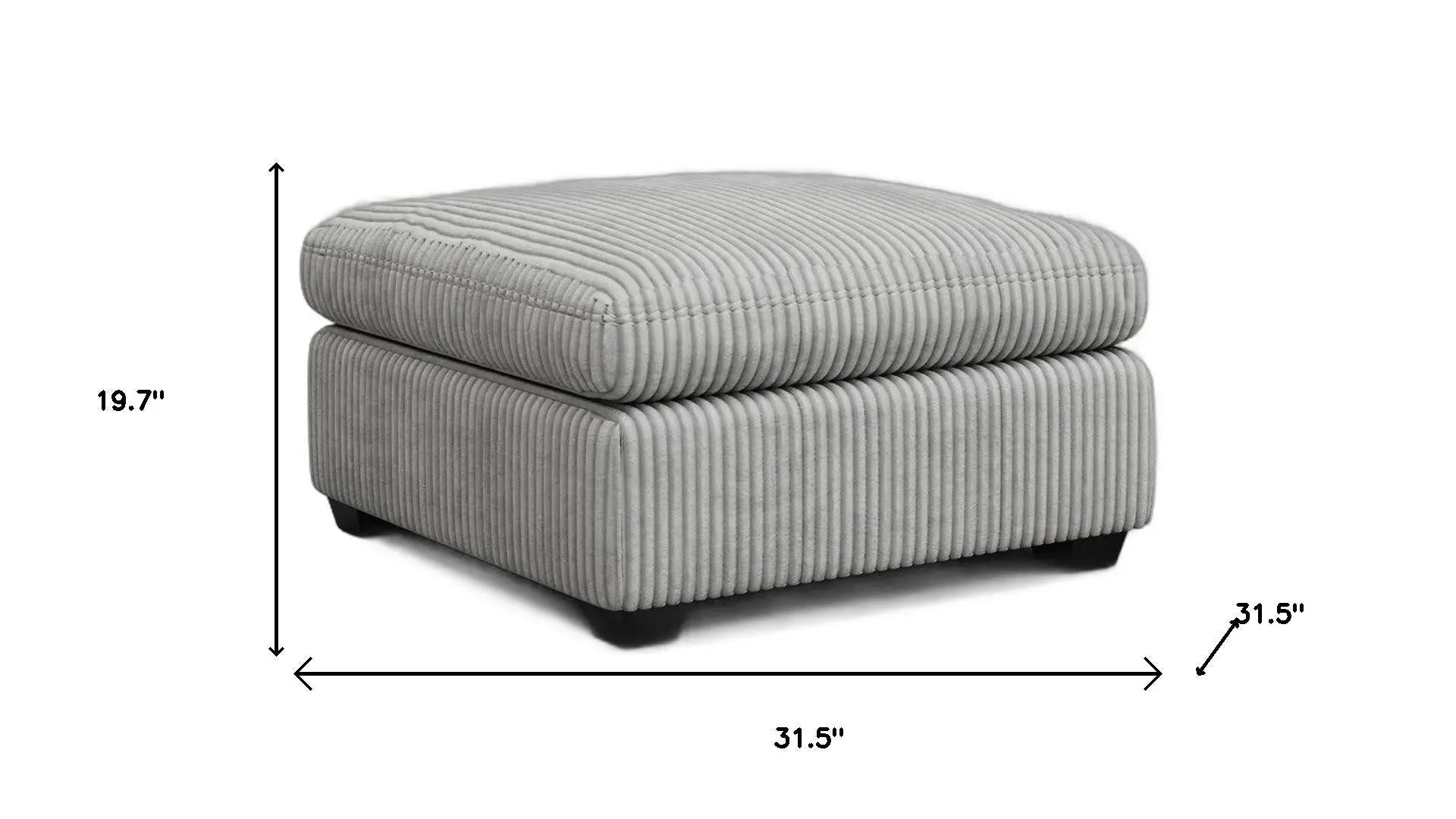 32" Gray and Black Corduroy Footstool Homeroots Living Room