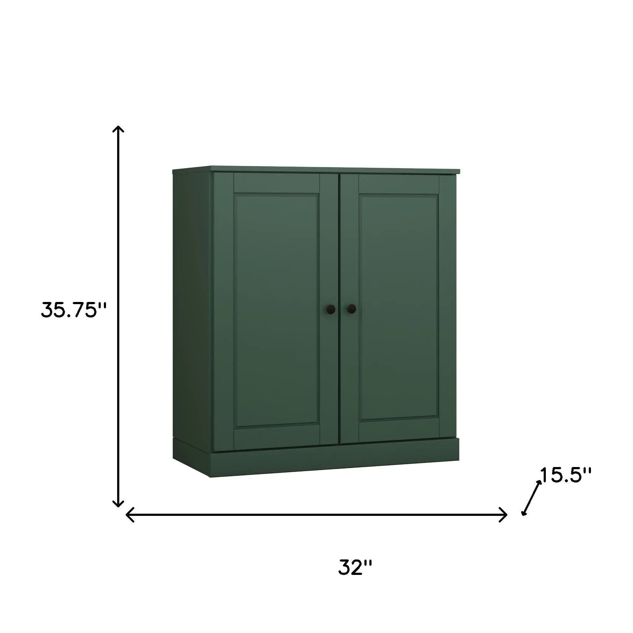 32" Green Solid Wood Accent Cabinet With Two Doors Homeroots Kitchen & Dining