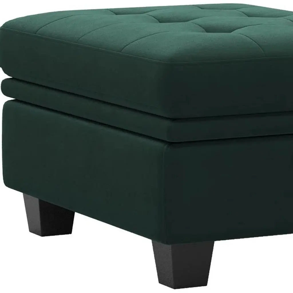 32" Green and Black Velvet Tufted Storage Ottoman Homeroots Living Room