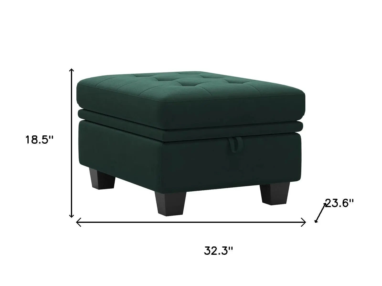 32" Green and Black Velvet Tufted Storage Ottoman Homeroots Living Room