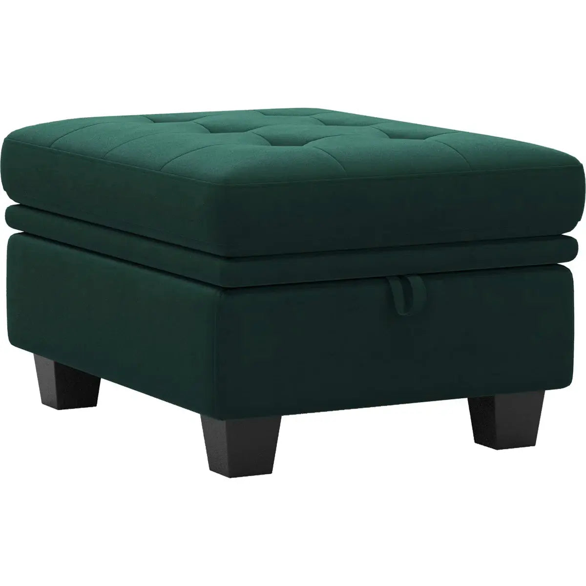 32" Green and Black Velvet Tufted Storage Ottoman Homeroots Living Room