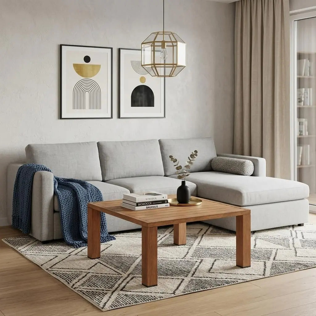 32" Natural Aluminum Square Coffee Table Homeroots Living Room