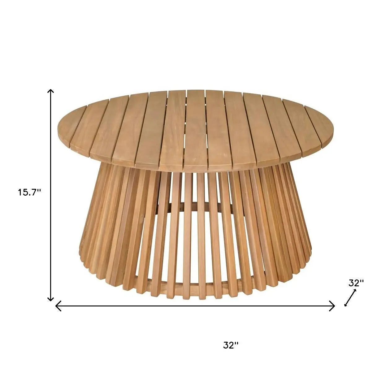 32" Natural Rounded Solid Wood Outdoor Coffee Table - GreatEagleInc