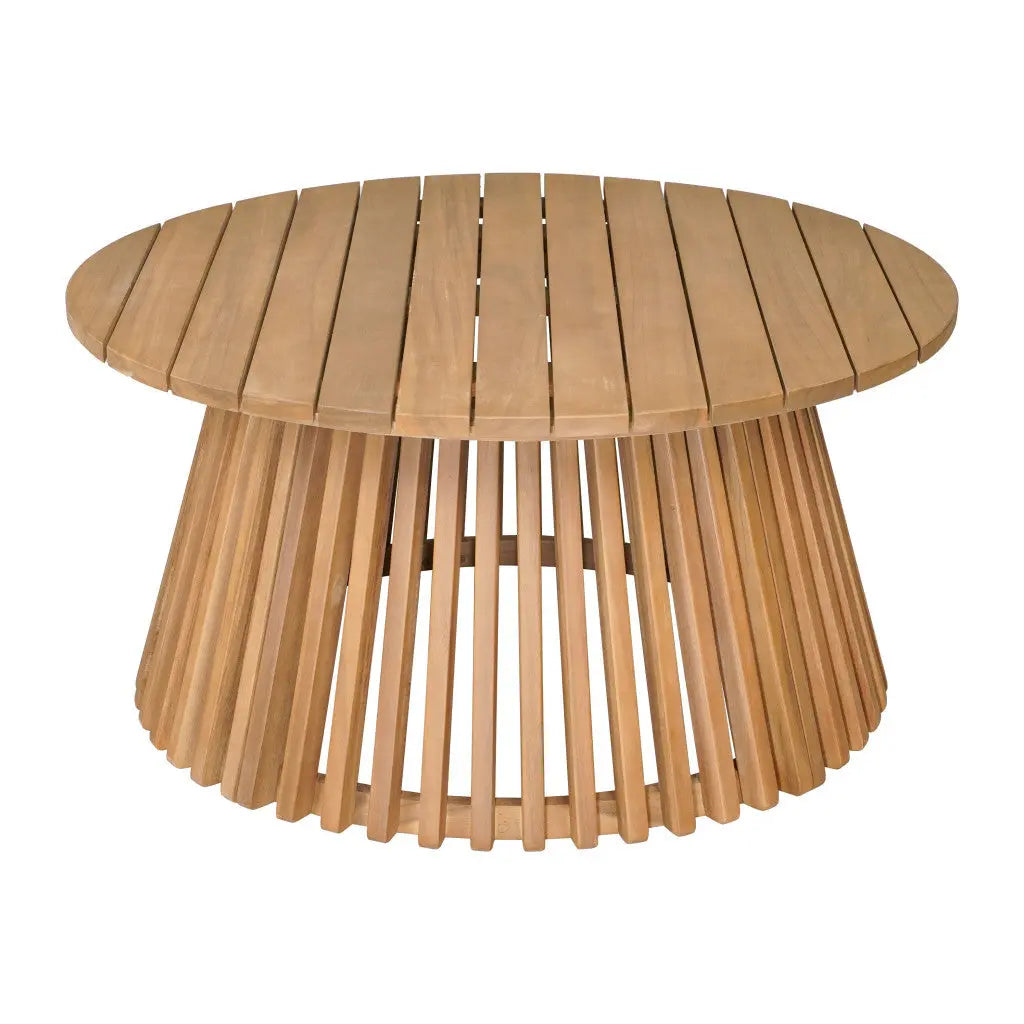 32" Natural Rounded Solid Wood Outdoor Coffee Table - GreatEagleInc