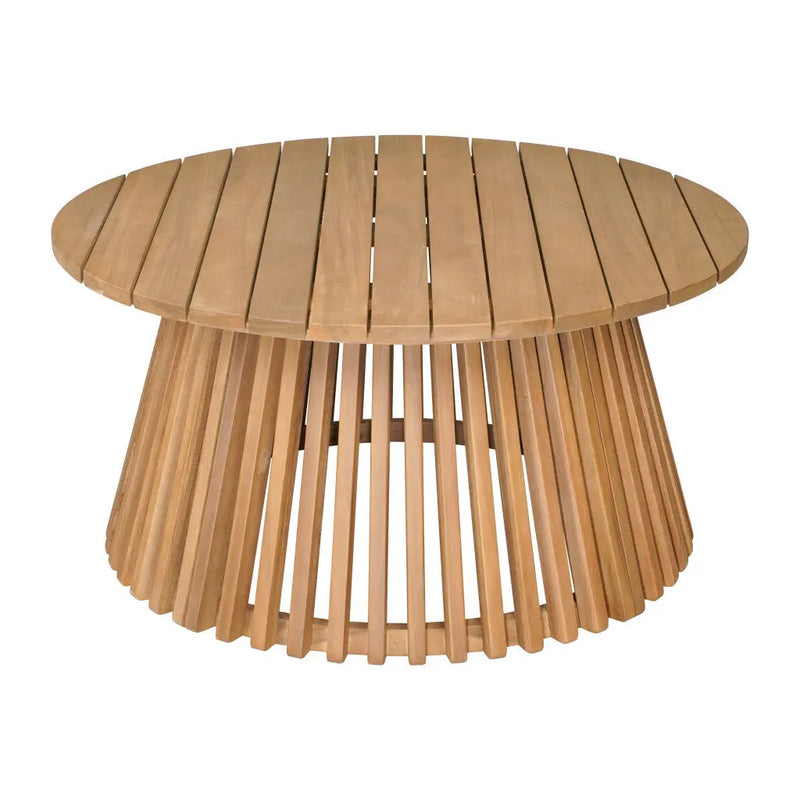 32" Natural Rounded Solid Wood Outdoor Coffee Table - GreatEagleInc