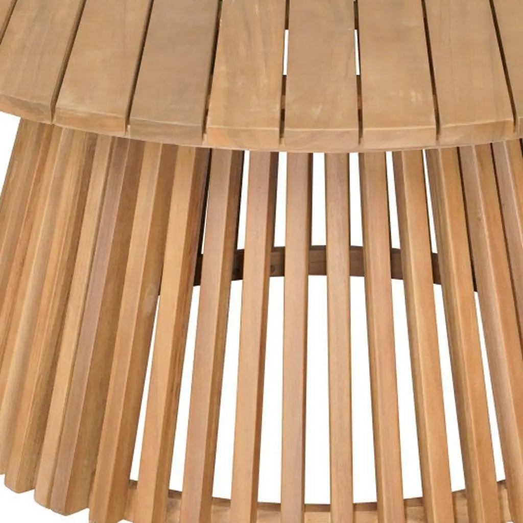 32" Natural Rounded Solid Wood Outdoor Coffee Table - GreatEagleInc
