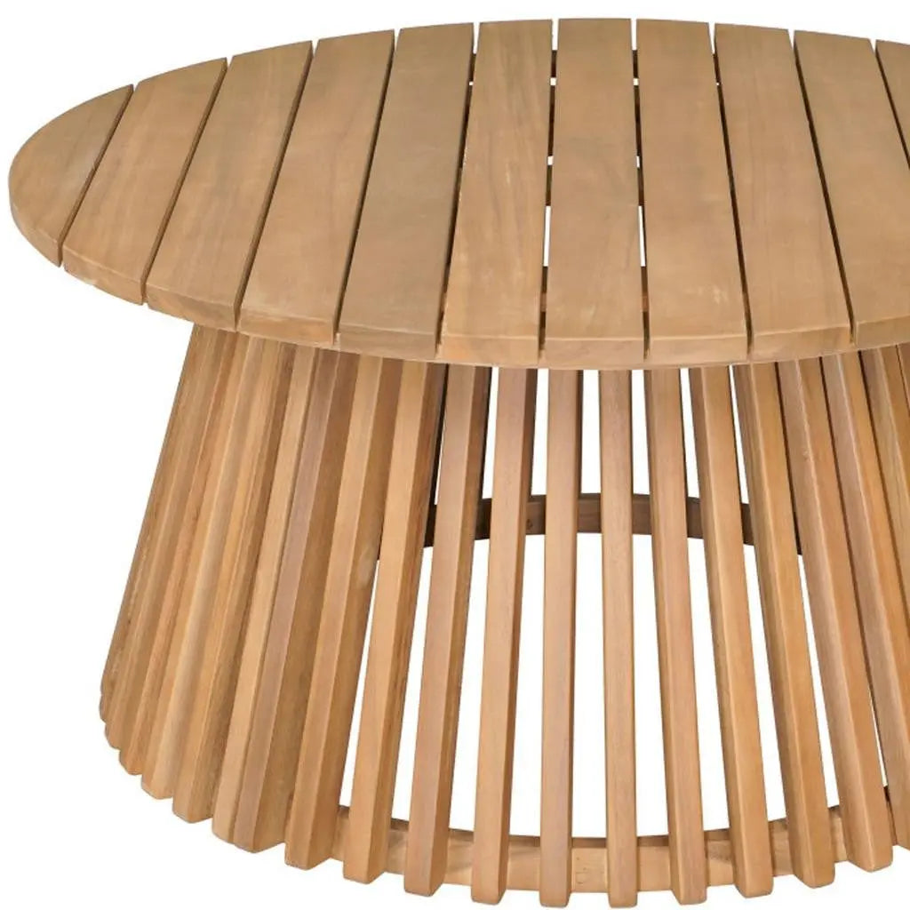 32" Natural Rounded Solid Wood Outdoor Coffee Table - GreatEagleInc