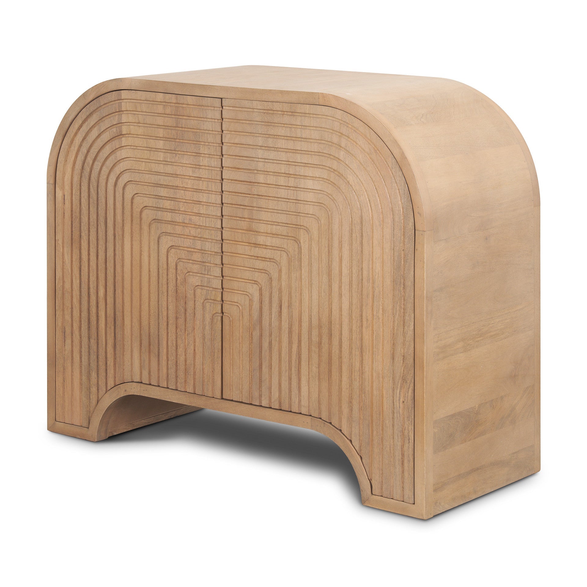 32" Natural Solid Wood Textured Door Accent Cabinet With Two Doors Homeroots Kitchen & Dining