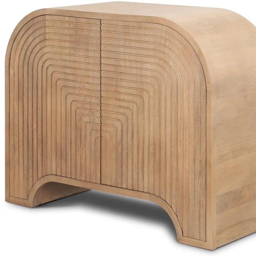 32" Natural Solid Wood Textured Door Accent Cabinet With Two Doors Homeroots Kitchen & Dining