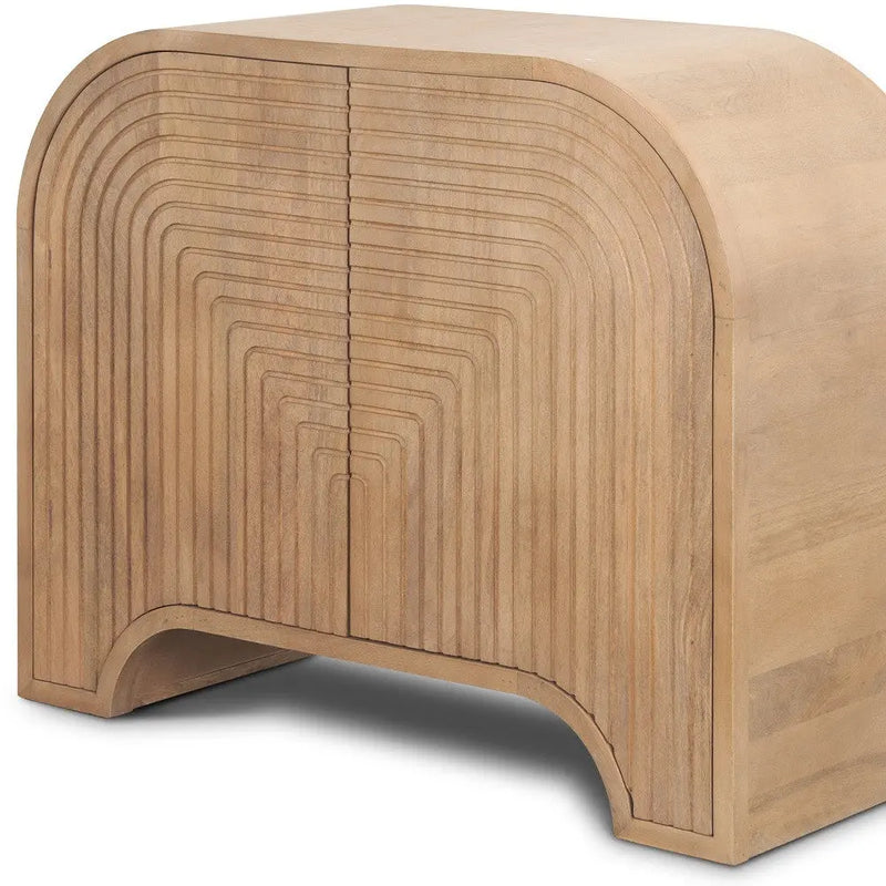 32" Natural Solid Wood Textured Door Accent Cabinet With Two Doors Homeroots Kitchen & Dining