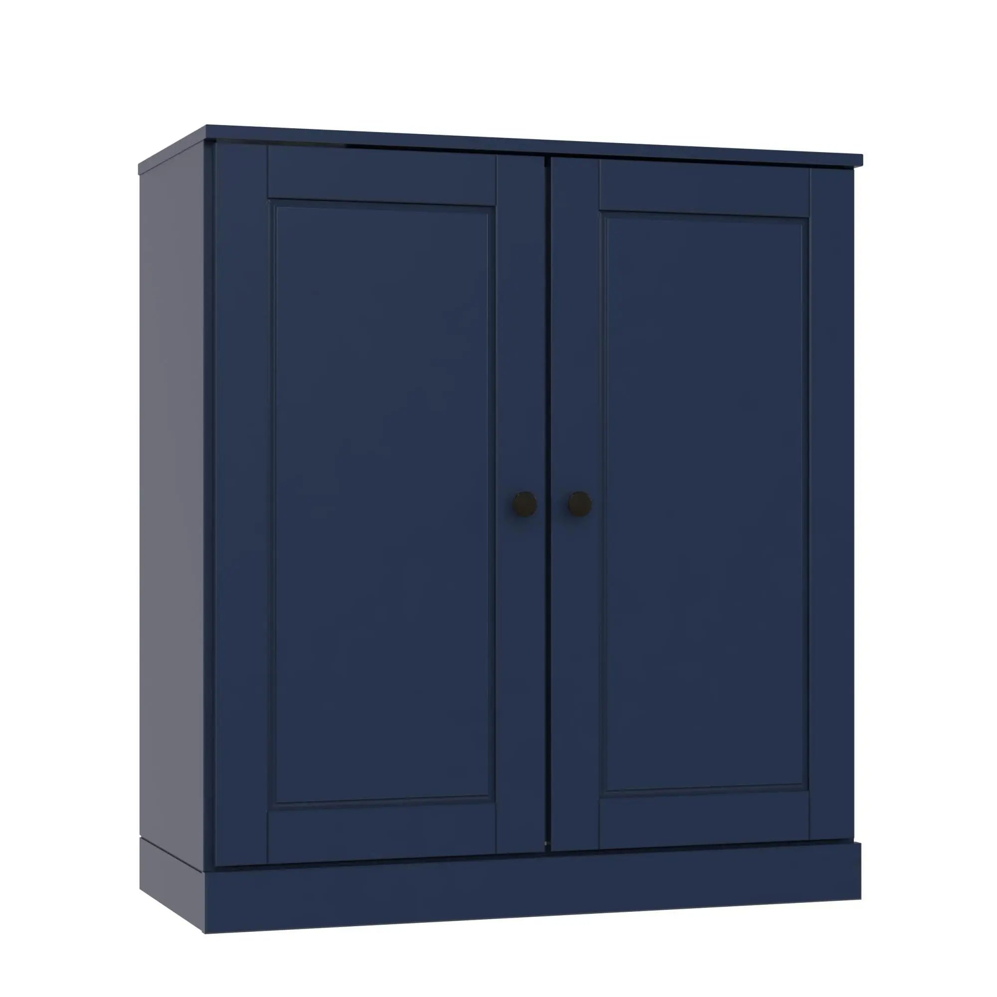 32" Navy Blue Solid Wood Accent Cabinet With Two Doors Homeroots Kitchen & Dining