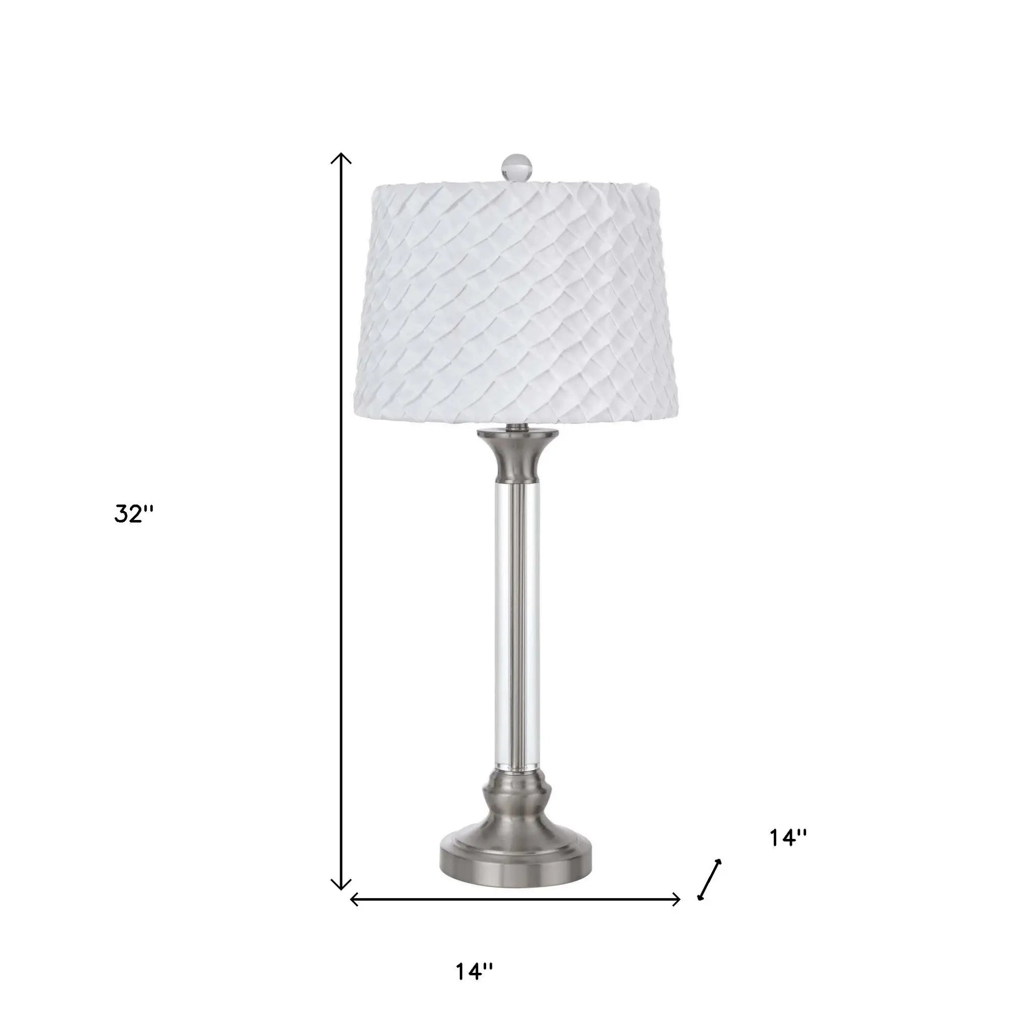 32" Nickel Metal Table Lamp With White Empire Shade Homeroots Lighting