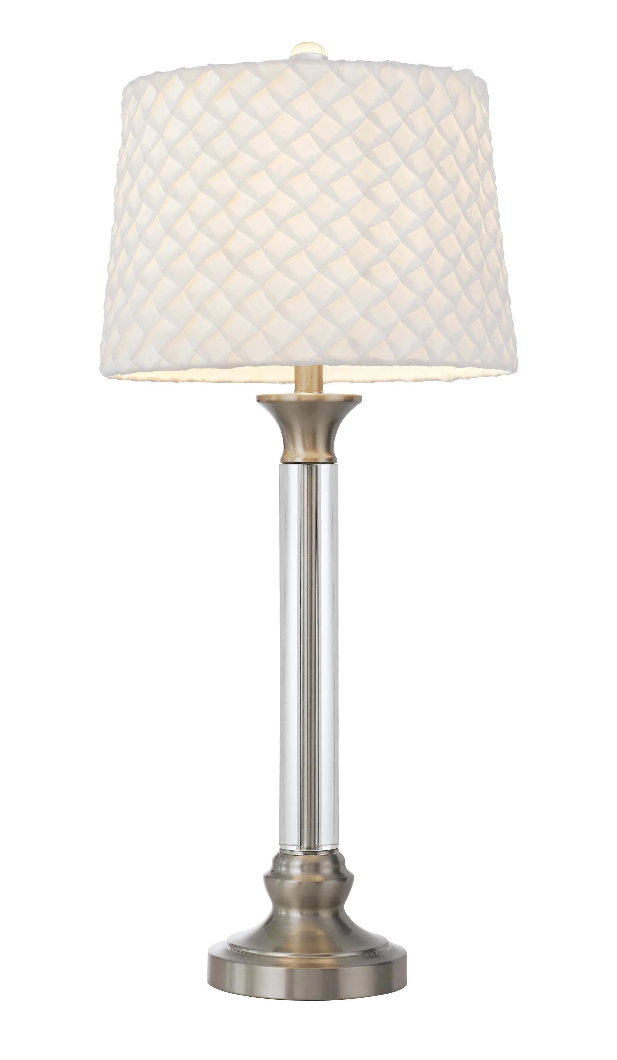 32" Nickel Metal Table Lamp With White Empire Shade Homeroots Lighting