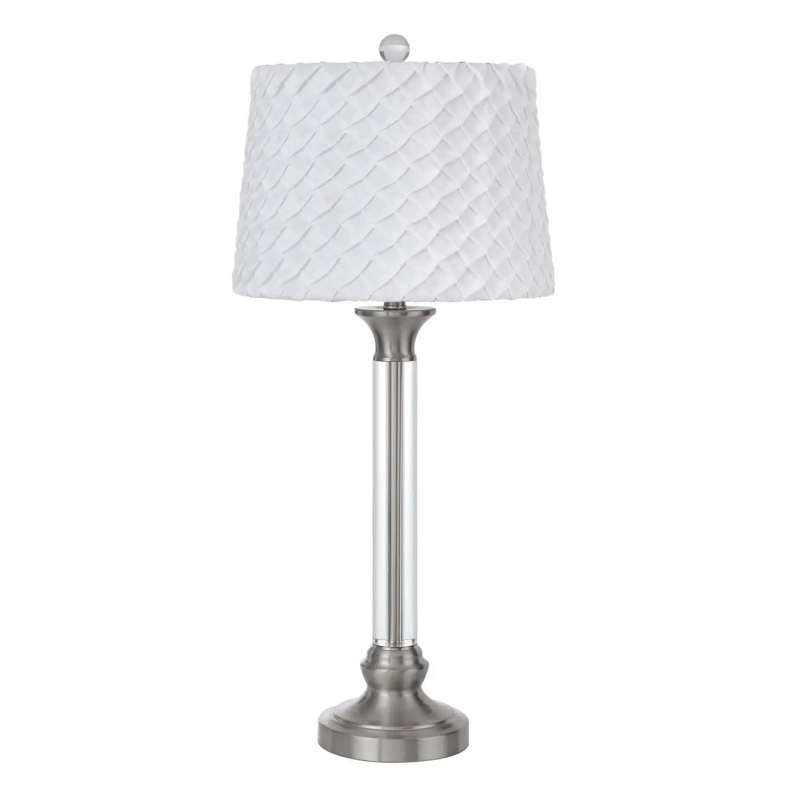 32" Nickel Metal Table Lamp With White Empire Shade Homeroots Lighting