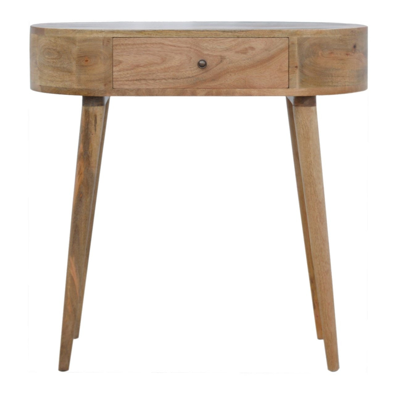 32" Oak Solid Wood Oval Console Table With Drawer Homeroots