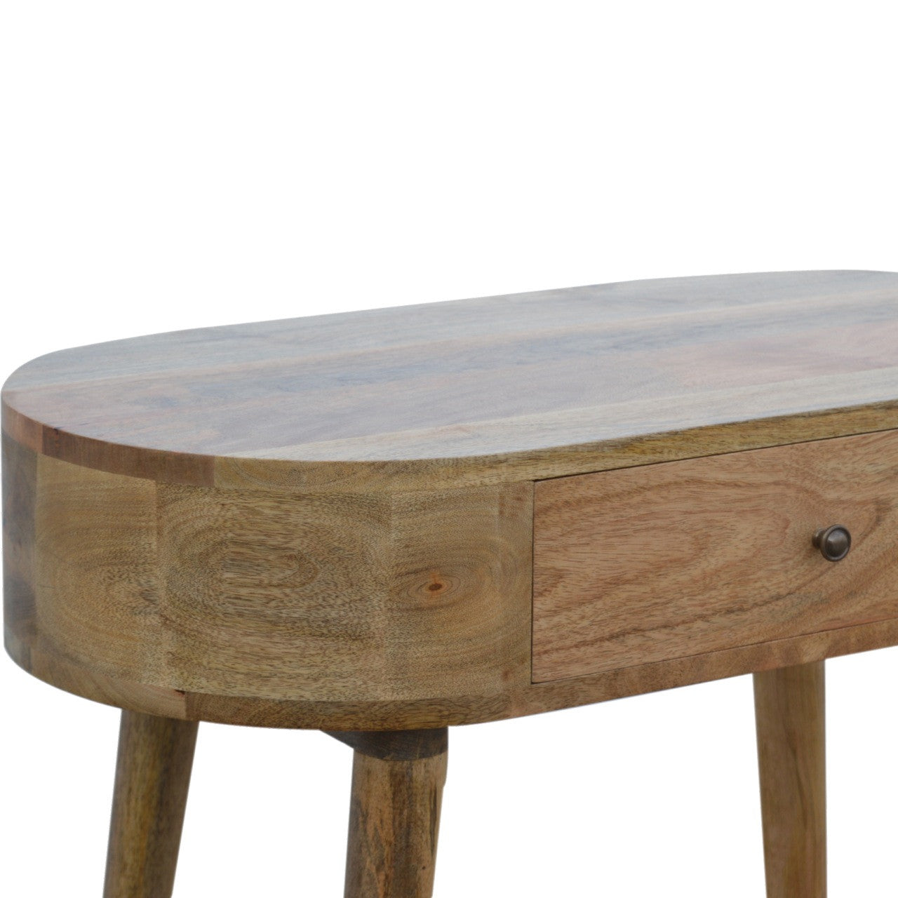 32" Oak Solid Wood Oval Console Table With Drawer Homeroots