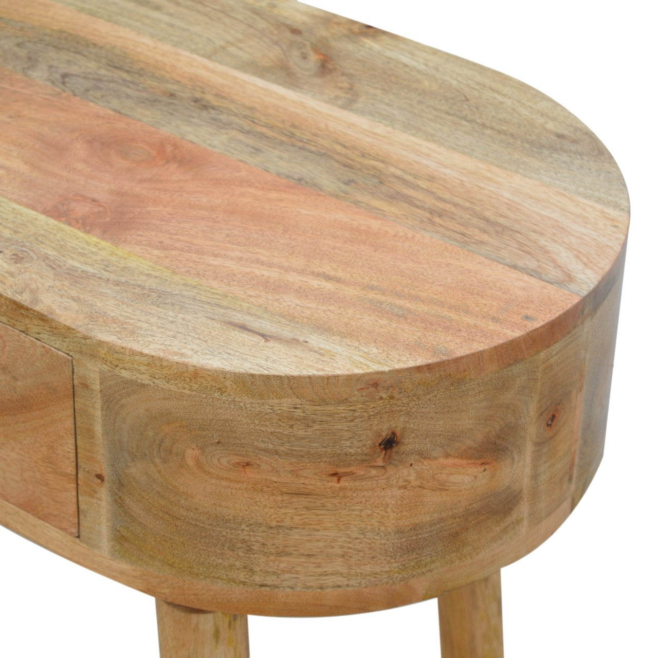 32" Oak Solid Wood Oval Console Table With Drawer Homeroots