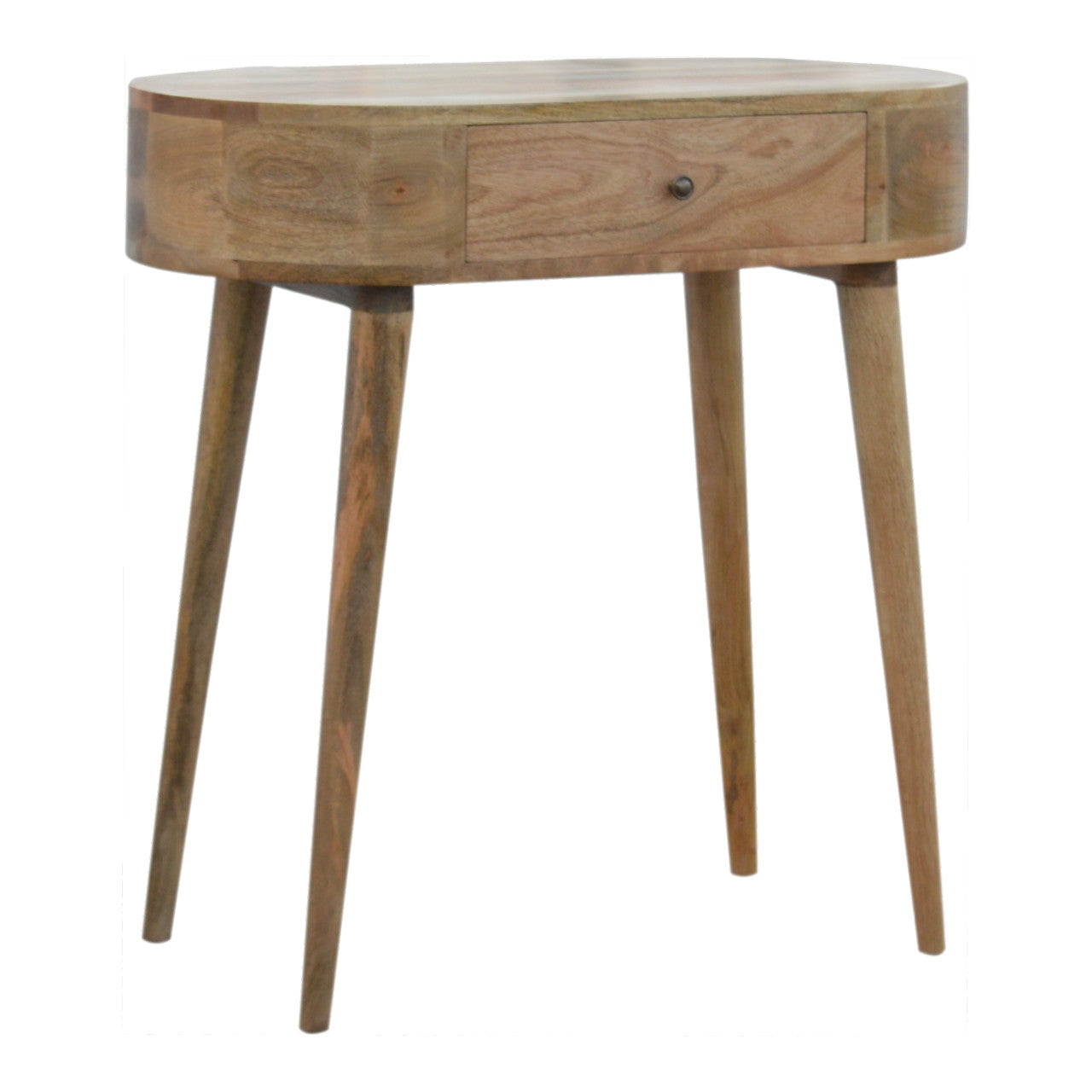 32" Oak Solid Wood Oval Console Table With Drawer Homeroots