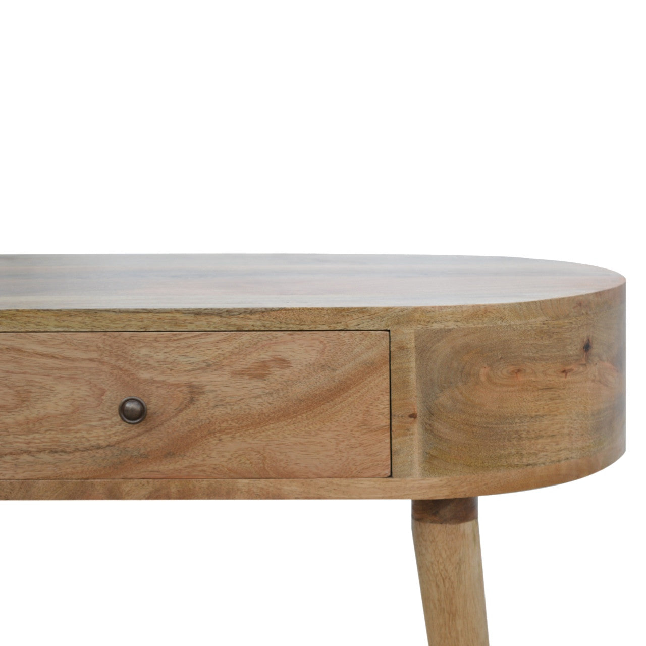 32" Oak Solid Wood Oval Console Table With Drawer Homeroots