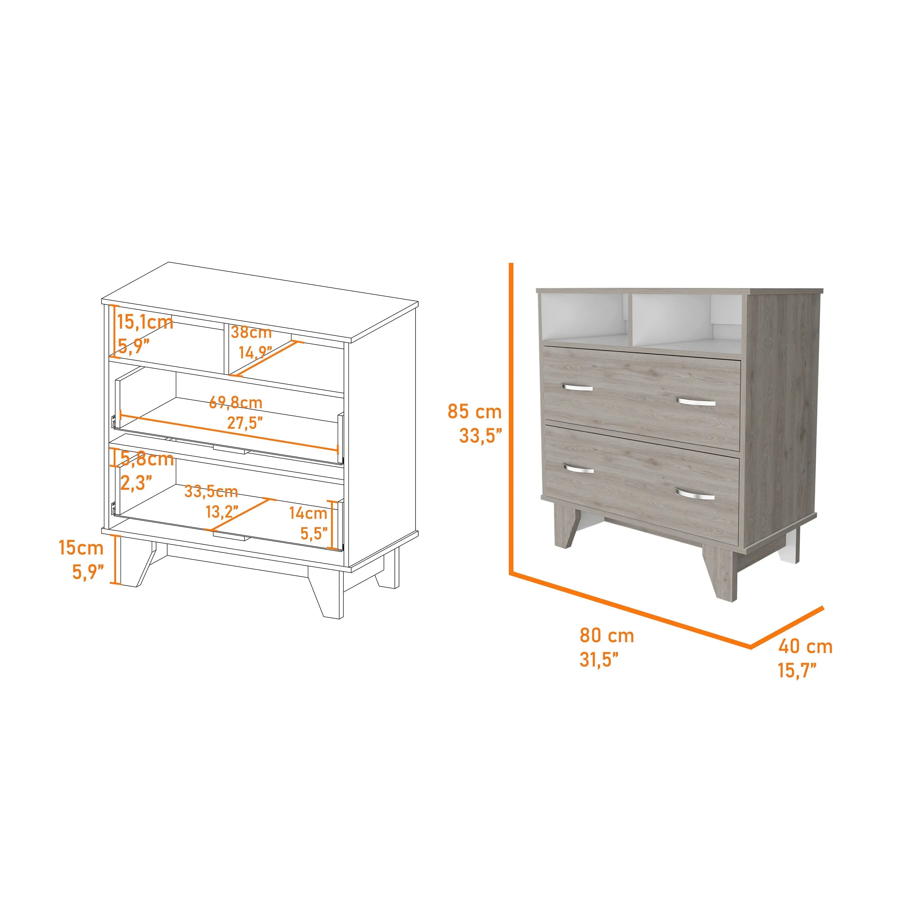 32" Oak Two Drawer Dresser Homeroots Bed & Bath