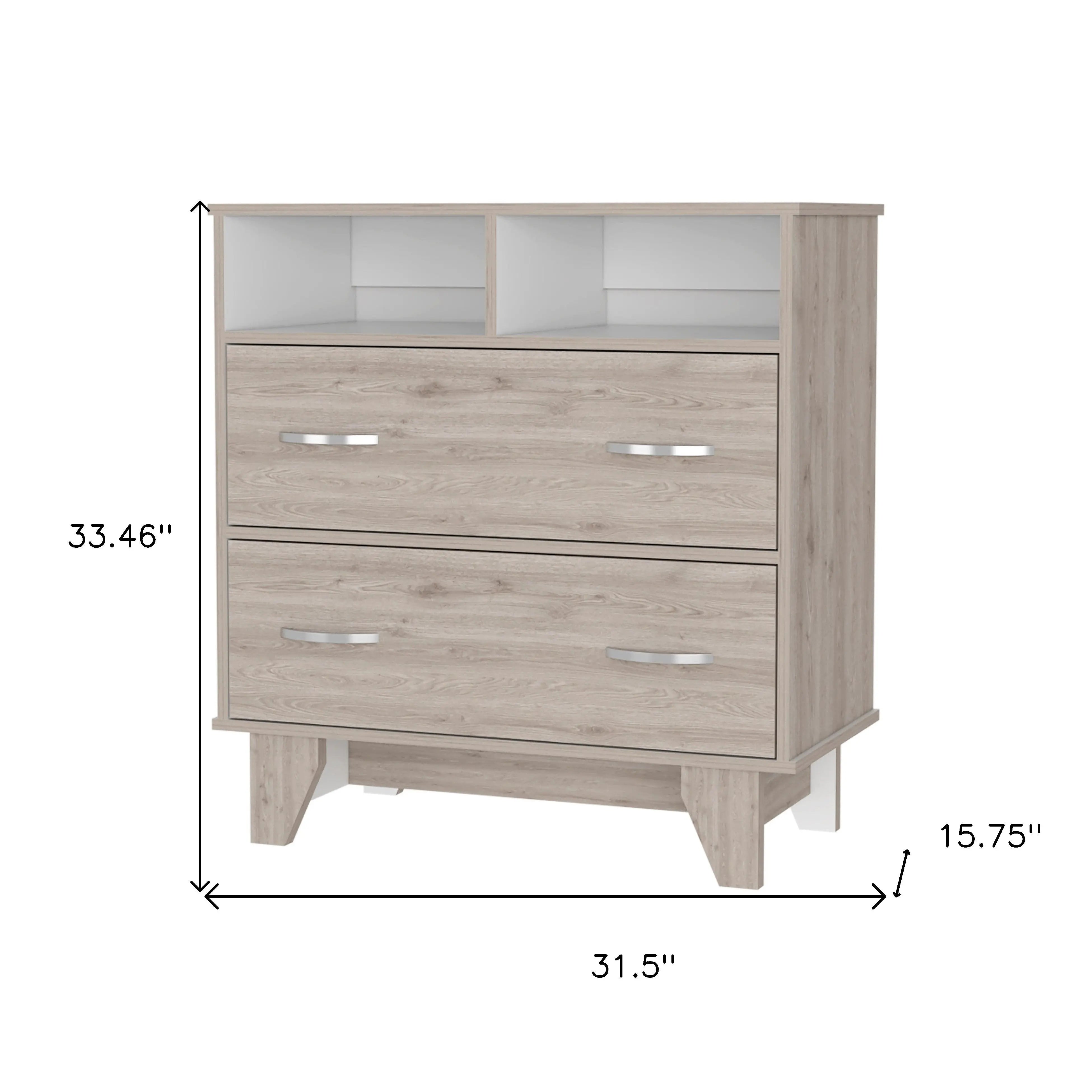 32" Oak Two Drawer Dresser Homeroots Bed & Bath
