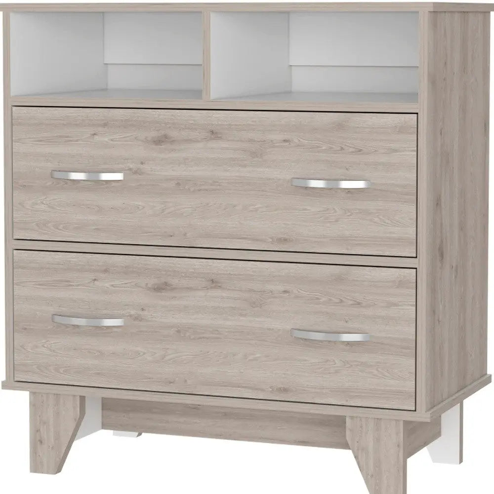 32" Oak Two Drawer Dresser Homeroots Bed & Bath