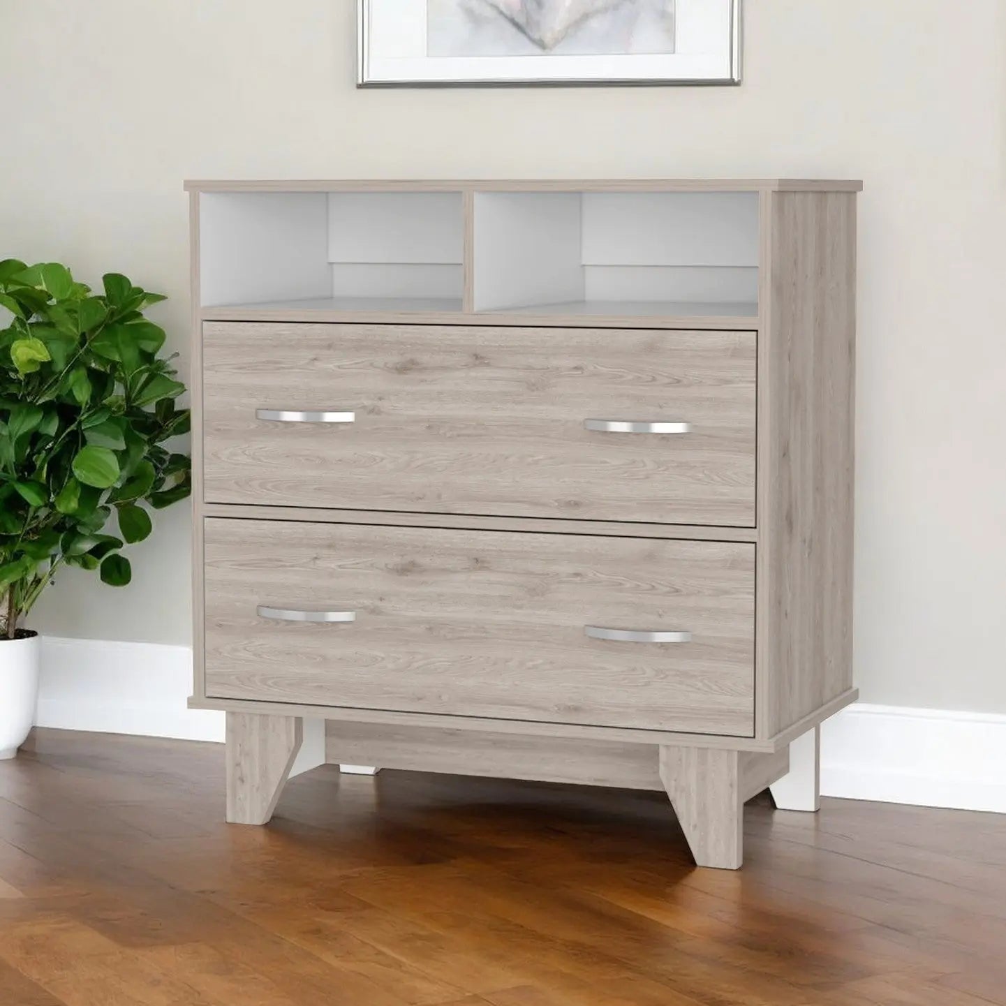 32" Oak Two Drawer Dresser Homeroots Bed & Bath