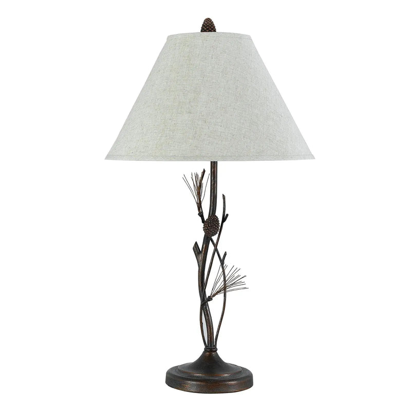 32" Rust Metal Table Lamp With Gray Empire Shade Homeroots Lighting