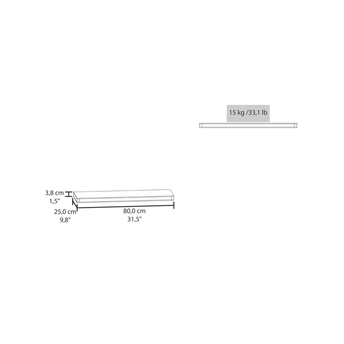 32" Set Of Two Dark Gray Wood Wall Mounted Floating Shelves - GreatEagleInc