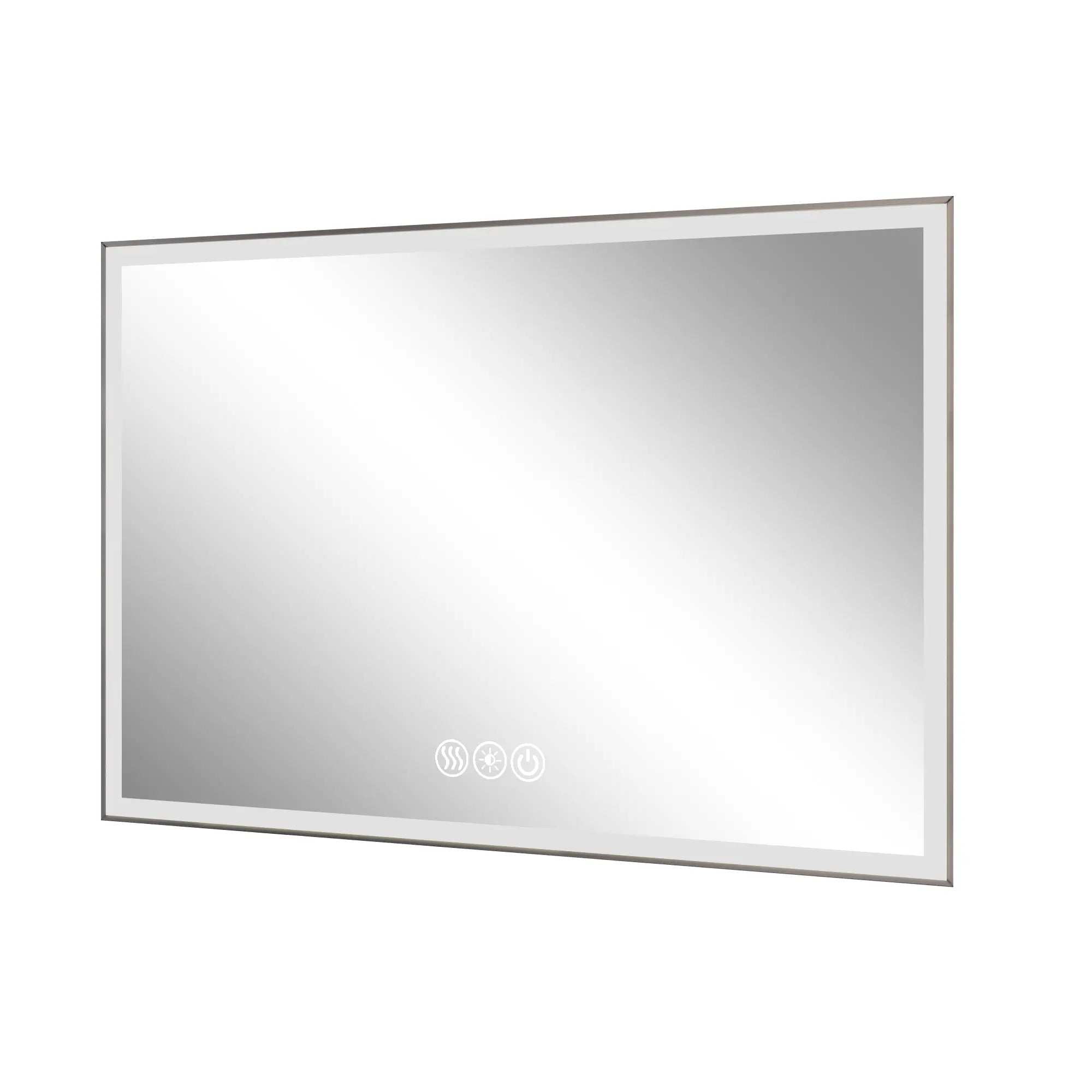 32" Silver Aluminum Lighted Framed Bathroom Vanity Mirror Homeroots Bed & Bath