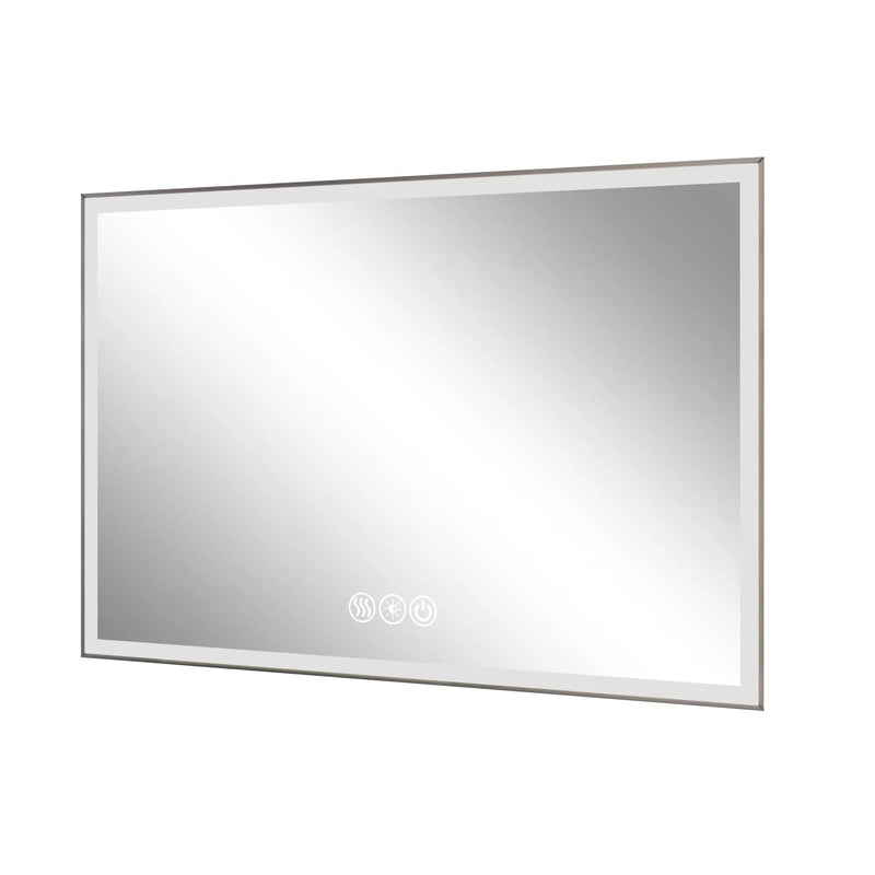32" Silver Aluminum Lighted Framed Bathroom Vanity Mirror Homeroots Bed & Bath