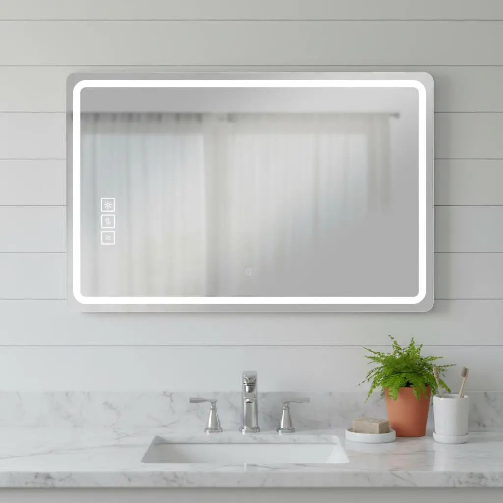 32" Silver Lighted Frameless Bathroom Vanity Mirror Homeroots Bed & Bath