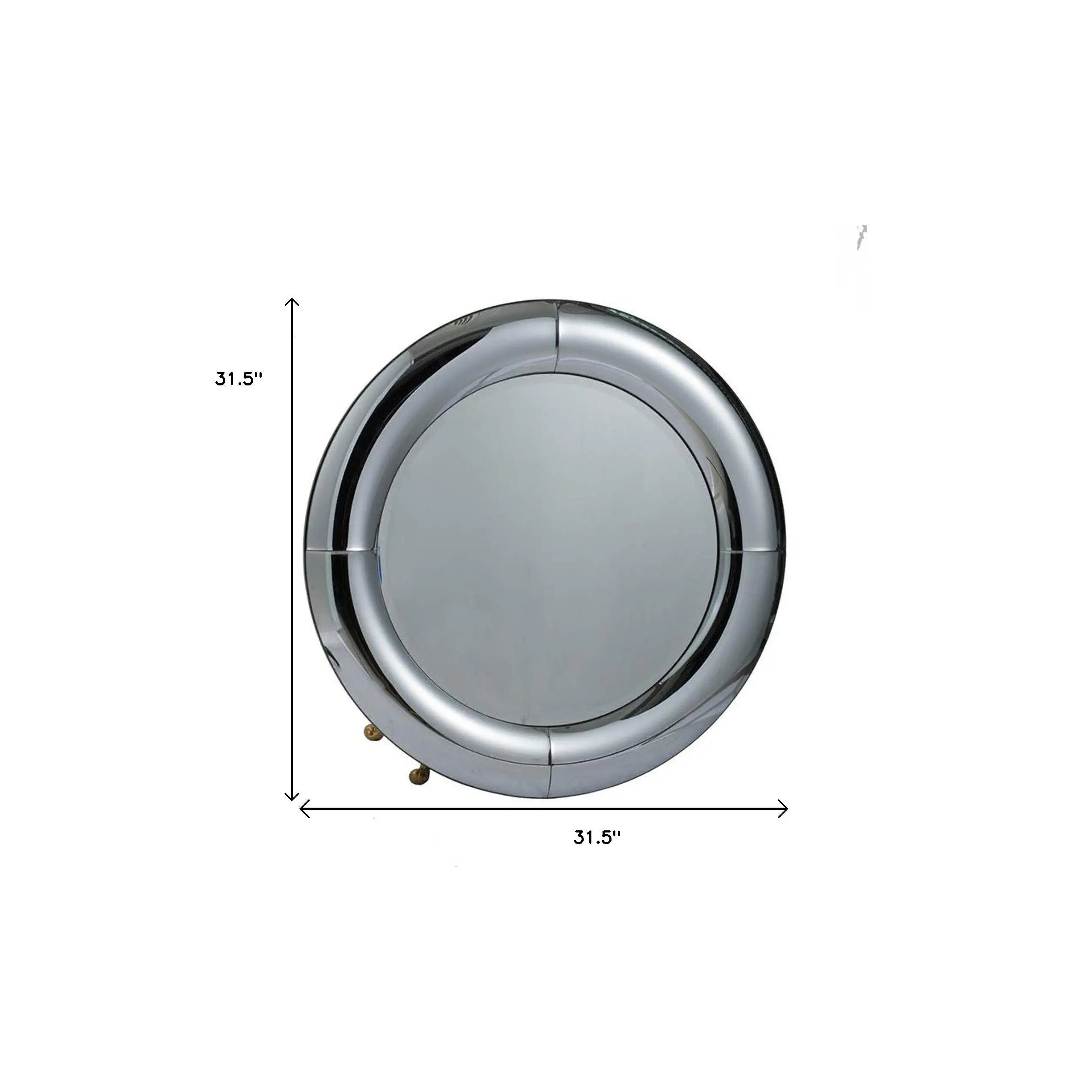 32" Silver Round Curved Frame Accent Mirror Homeroots Bed & Bath