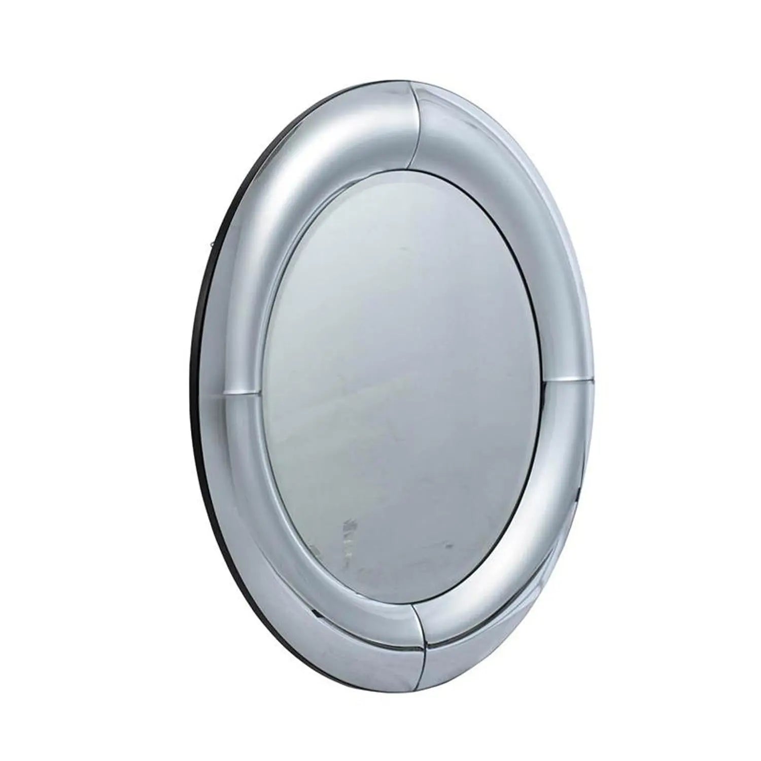 32" Silver Round Curved Frame Accent Mirror Homeroots Bed & Bath