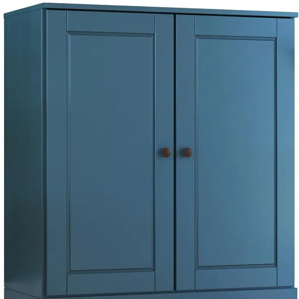 32" Teal Blue Solid Wood Accent Cabinet With Two Doors Homeroots Kitchen & Dining