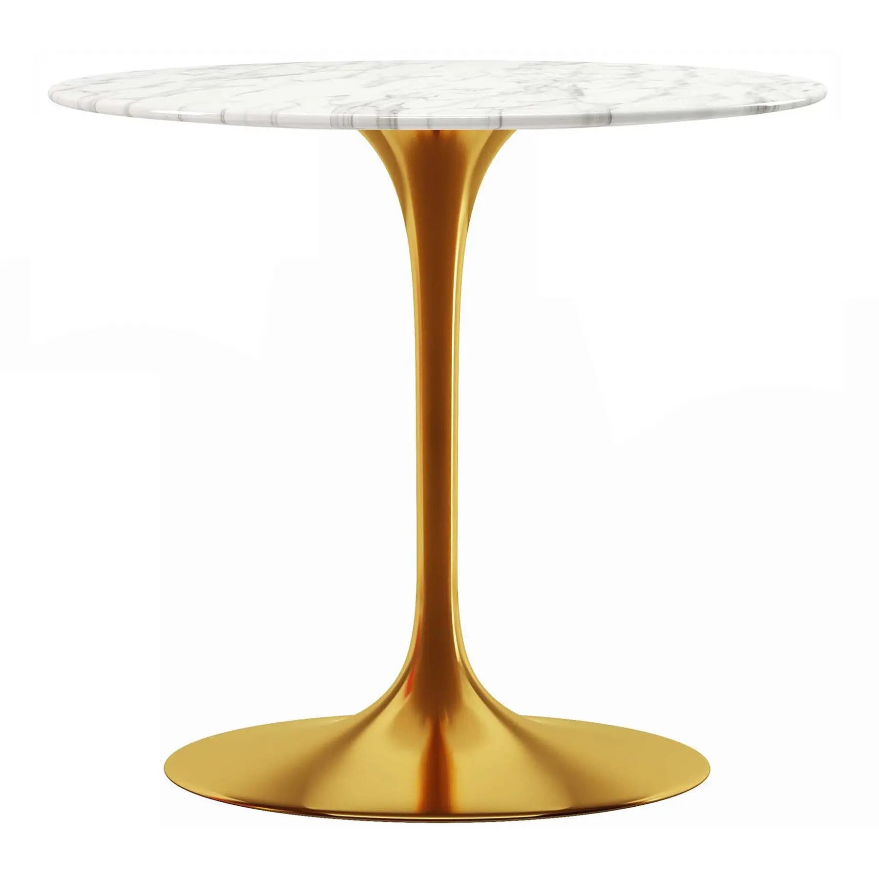 32" White And Gold Marble And Metal Dining Table Homeroots Kitchen & Dining