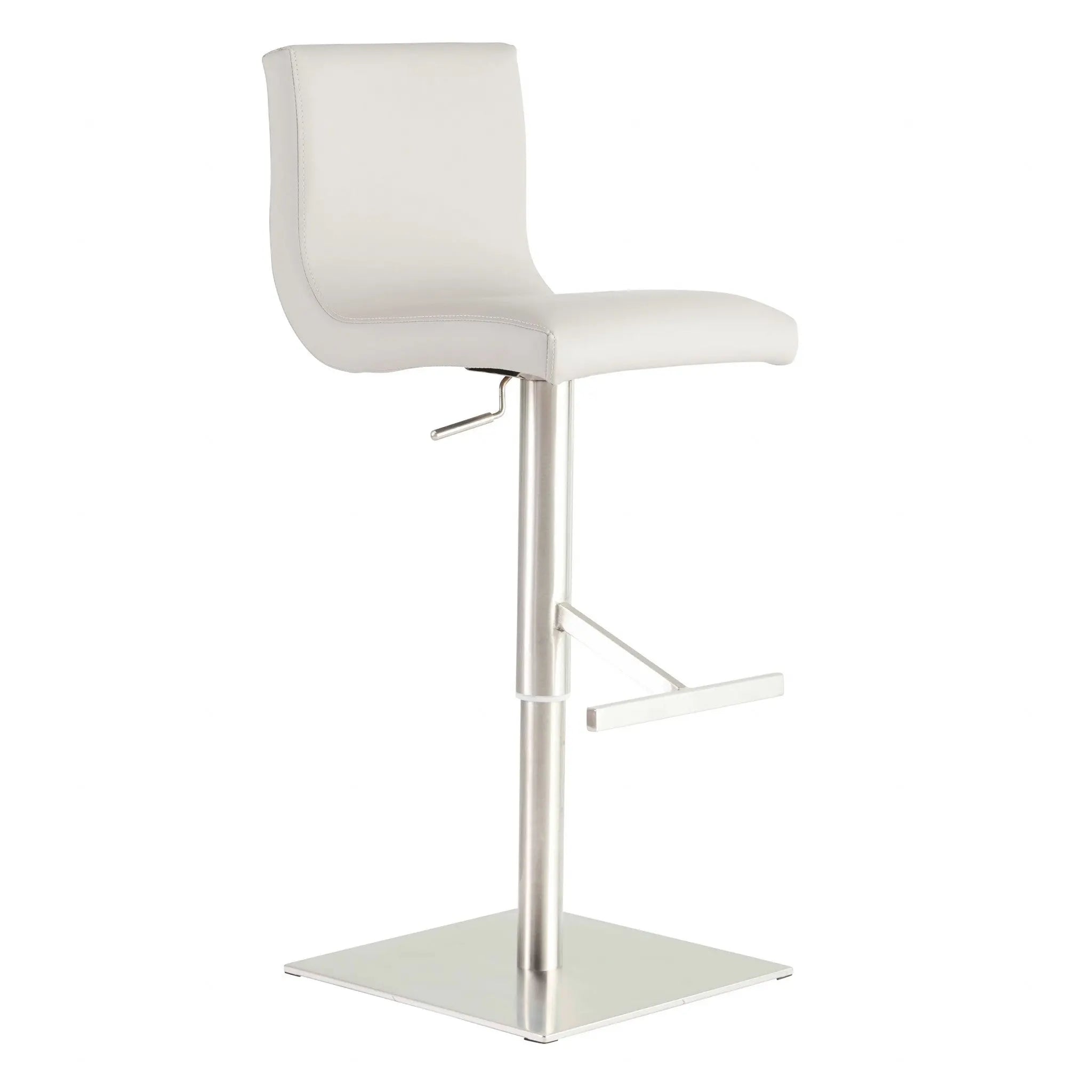32" White And Silver Steel Swivel Low Back Bar Height Bar Chair Homeroots Living Room