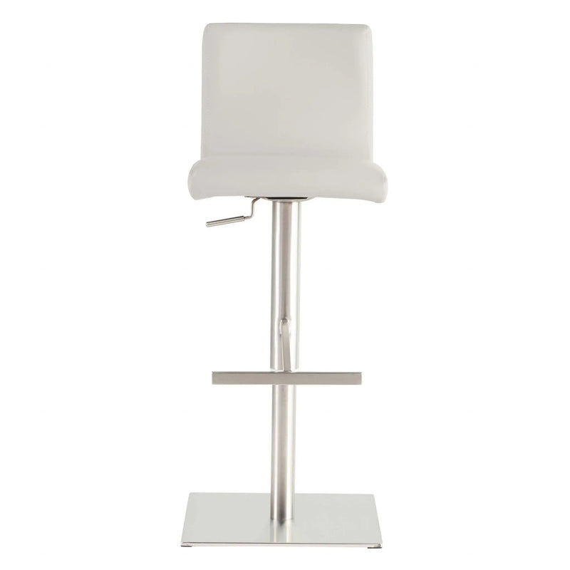 32" White And Silver Steel Swivel Low Back Bar Height Bar Chair Homeroots Living Room