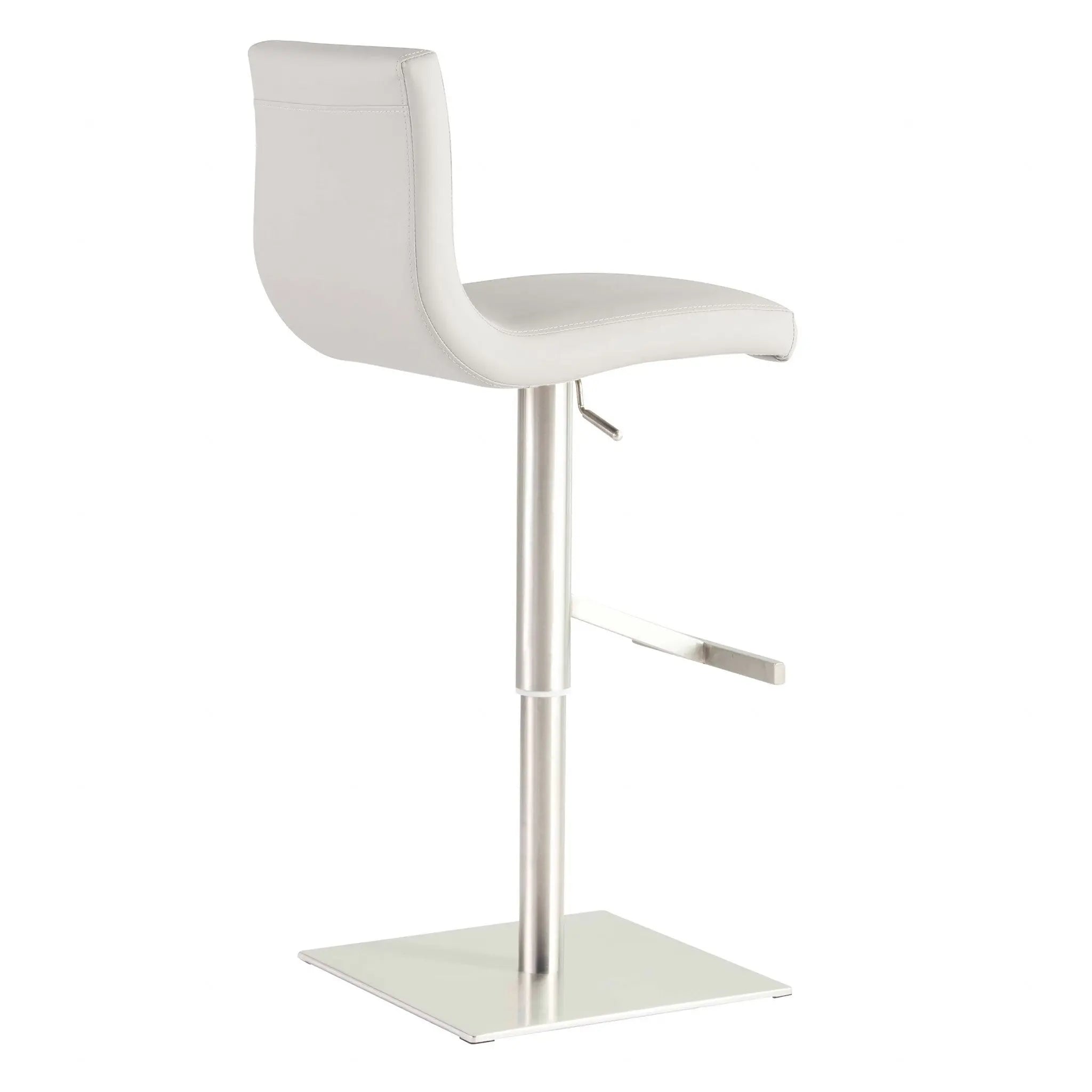 32" White And Silver Steel Swivel Low Back Bar Height Bar Chair Homeroots Living Room