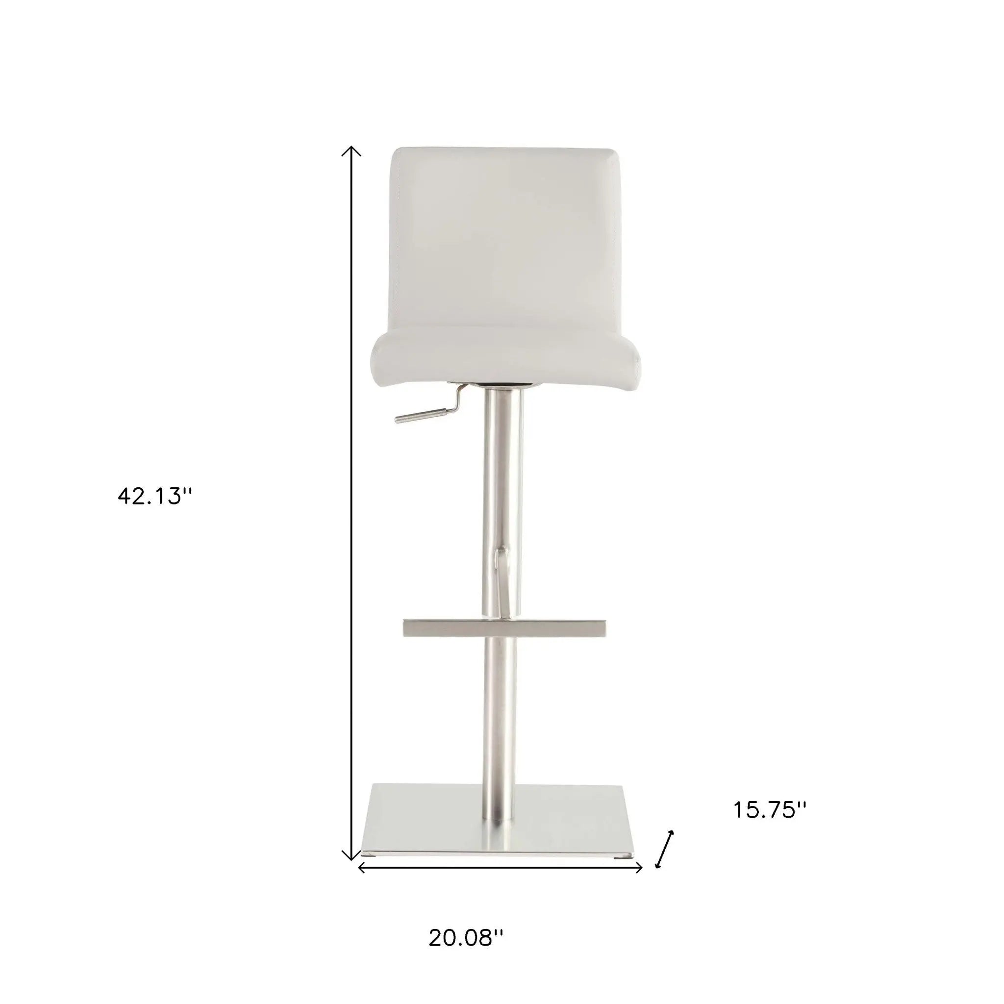 32" White And Silver Steel Swivel Low Back Bar Height Bar Chair Homeroots Living Room