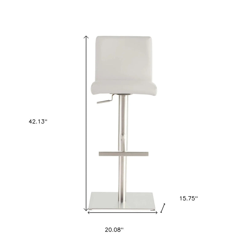 32" White And Silver Steel Swivel Low Back Bar Height Bar Chair Homeroots Living Room
