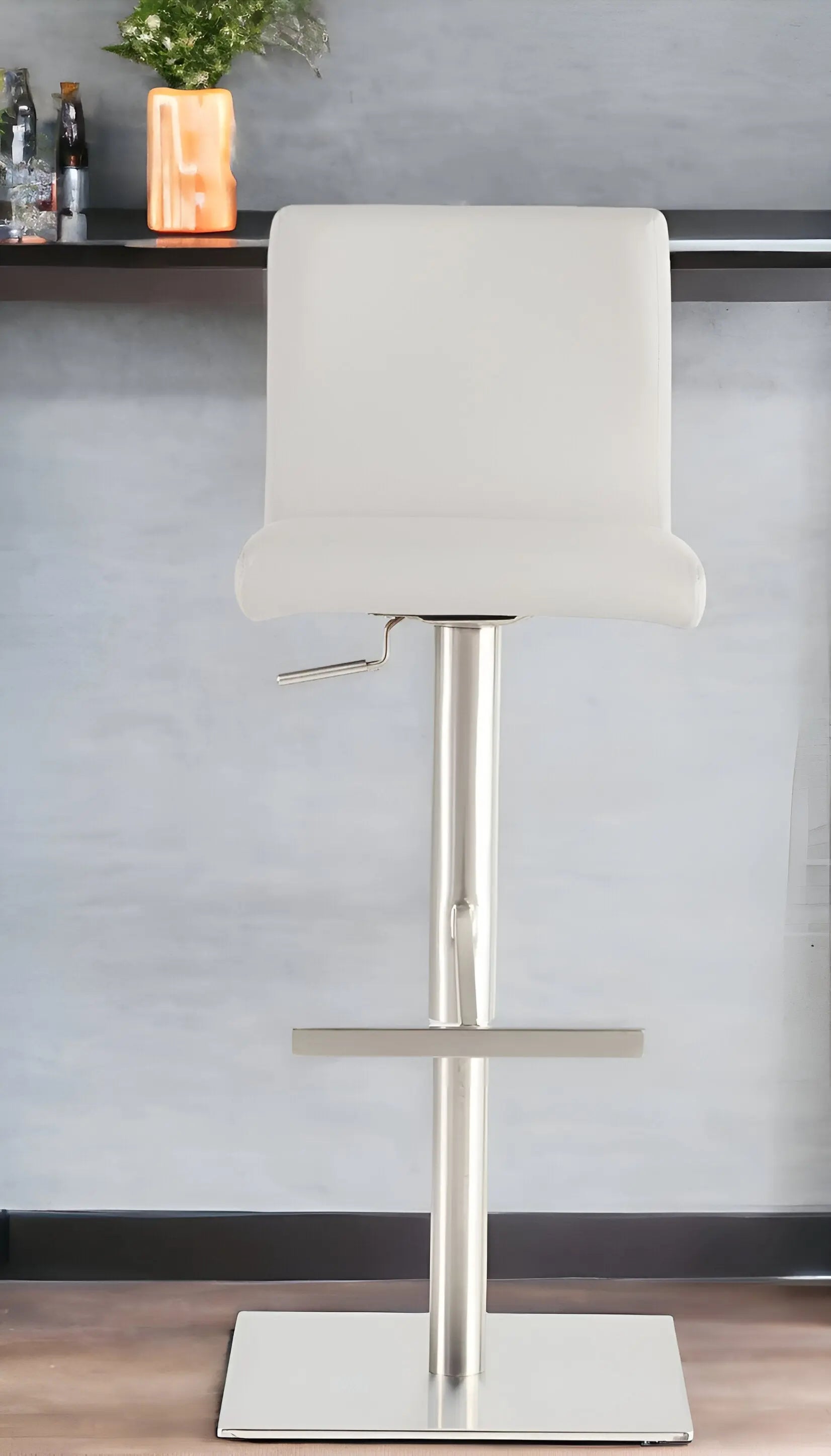 32" White And Silver Steel Swivel Low Back Bar Height Bar Chair Homeroots Living Room